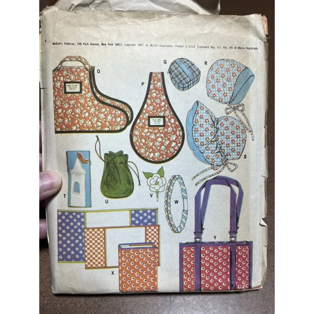 McCalls 8895 Pattern Tote Bags Toys Plush Animals Storage Bins